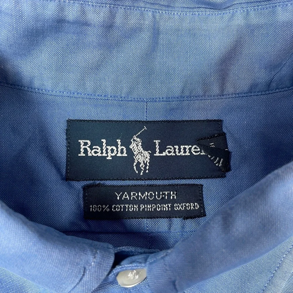 Polo Ralph Lauren Yarmouth Oxford Men Button Down Shirt 17.5-35 Blue Long Sleeve